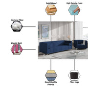 Canova 3+1 Seater Sofa Set for Living Room (Blue) Premium Velvet Fabric Sofa