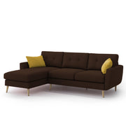 Lizel LHS 4 Seater L Shape Sofa Set for Living Room (Brown Fabric) Premium Velvet Fabric Sofa