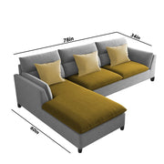 Delton LHS 4 Seater L Shape Sofa Set for Living Room (Yellow Grey) Premium Fabric