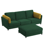 Nairo 4 Seater Interchangeable L Shape Sofa with Ottoman for Living Room (Green Fabric)