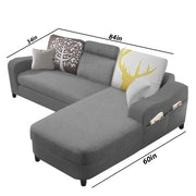 Amanda RHS 4 Seater L Shape,Sofa Set for Living Room (Grey Fabric)