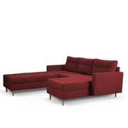 Ashton RHS 4 Seater L Shape Sofa Set with Center Table for Living Room (Maroon Fabric) Premium Fabric Sofa