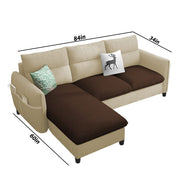Andon 4 Seater L Shape Sofa Set for Living Room (Cream Brown Fabric) Left Side Sofa