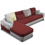 Amanda LHS 6 Seater L Shape,Sofa Set for Living Room (Maroon Grey Fabric)