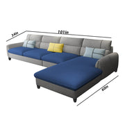 Francis 6 Seater Sofa Set for Living Room (Blue Grey Fabric) Right Side Sofa