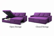 Casaliving Treshta 4 Seater LHS L - Shape Pull-Out Sofa Cum Bed with Storage Sofa for Living Room (Brown Fabric Color) Premium Fabric Sofa Set for Living Room Sofa Cum Bed