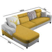 Amanda LHS 6 Seater L Shape,Sofa Set for Living Room (Yellow Grey Fabric)