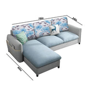 Andon 4 Seater L Shape Sofa Set for Living Room (Light Blue Grey) Left Side Sofa