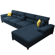 Anver 5 Seater L Shape Sofa Set for Living Room (Blue) Right Side