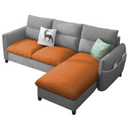 Andon 4 Seater L Shape Sofa Set for Living Room (Orange Grey Fabric) Right Side Sofa