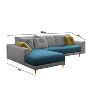 Viva LHS 6 Seater L Shape Sofa Set for Living Room (Turquise Grey) Premium Fabric Sofa