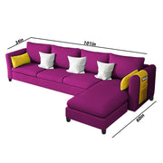 Asser RHS 6 Seater L Shape Sofa Set for Living Room (Purple) Premium Fabric Sofa