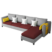Asser RHS 6 Seater L Shape Sofa Set for Living Room (Maroon Grey) Premium Fabric Sofa