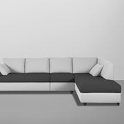 Dorian RHS 6 Seater L Shape Sofa Set for Living Room (Black Grey Fabric) Premium Fabric Sofa