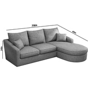 Shrank Round Lounger L Shape 4 Seater Sofa Set for Living Room (Grey) Fabric Sofa | RHS