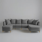 Zoe 8 Seater U Shape Sofa Set for Living Room (Black Grey Colour) Premium Fabric Sofa Set Living Room