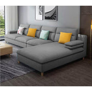 Hudson 6 Seater L Shape Sofa Set for Living Room (Grey Fabric) Right Side