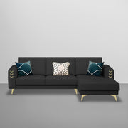 Falco RHS 4 Seater L Shape Sofa Set for Living Room (Black Fabric) Premium Fabric Sofa