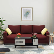 Rihan 3 Seater Sofa Set Living Room (Maroon Fabric)