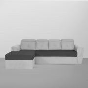 Elvi LHS 6 Seater L Shape Sofa Set for Living Room (Black Grey Fabric) Premium Fabric Sofa