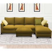Rihan 8 Seater L Shape Sofa Set with Ottoman for Living Room (Yellow Fabric) Right Side Sofa