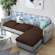 Andon 4 Seater L Shape Sofa Set for Living Room (Brown Grey) Right Side Sofa