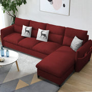 Andon 6 Seater L Shape Sofa Set for Living Room (Black Grey Fabric) Left Side Sofa