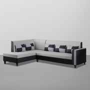 Nordy LHS 6 Seater L Shape Sofa Set for Living Room (Grey Black Colour) Premium Fabric Sofa Set