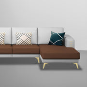 Falco RHS 6 Seater L Shape Sofa Set for Living Room (Brown Grey Fabric) Premium Fabric Sofa