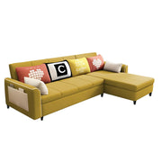 Denis 5 Seater RHS L Shape Sofa Set for Living Room (Yellow Fabric) Premium Fabric Sofa