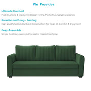 Clifton 3 Seater Sofa Cum Bed for Living Room (Green Fabric) Premium Fabric Sofa
