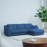 Cortina RHS 4 Seater L Shape Sofa Set for Living Room (Blue Fabric) Premium Fabric Sofa