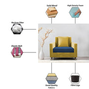 Garcia 1 Seater Sofa Set for Living Room (Blue Yellow - Colour) Premium Fabric Sofa Set