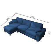 Martin 4 Seater LHS L Shape Sofa Set for Living Room (Blue Colour Fabric)