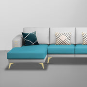 Falco LHS 6 Seater L Shape Sofa Set for Living Room (Turquise Grey Fabric) Premium Fabric Sofa