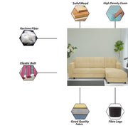 Fracher RHS 4 Seater L Shape Sofa Set for Living Room (Cream Fabric) Premium Fabric Sofa