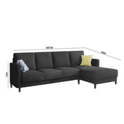 Swaloni RHS 6 Seater L Shape Sofa Set for Living Room (Black) Premium Fabric Sofa