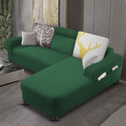 Amanda RHS 4 Seater L Shape,Sofa Set for Living Room (Green Fabric)