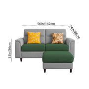 Casaliving Nancy 2 Seater with Ottoman Sofa Set for Living Room (Black Colour) Premium Fabric Sofa Set