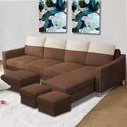 Alyona RHS 8 Seater L Shape Sofa Set for Living Room with Puffy (Grey Fabric)