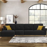 Antonio LHS 6 Seater L Shape Sofa Set for Living Room (Black Premium Fabric)