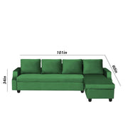Asper RHS 6 Seater L Shape Sofa Set for Living Room (Green Fabric) Premium Fabric Sofa