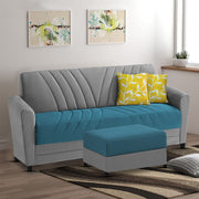 Francis 3 Seater Sofa Set with Ottoman for Living Room (Turquise Grey) Fabric