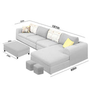 Badger RHS 8 Seater L Shape Sofa Set with Center Table for Living Room (Grey Fabric) Premium Fabric Sofa