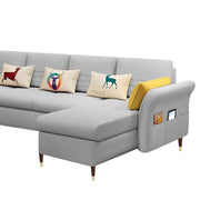 Ventos RHS 6 Seater L Shape Sofa Set for Living Room (Grey) Premium Velvet Fabric