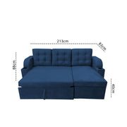 Grance LHS 4 Seater Corner Sofa Cum Bed for Living Room (Black Fabric) Premium Fabric Sofa