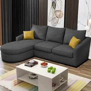 Shrank Round Lounger L Shape 4 Seater Sofa Set for Living Room (Black) Fabric Sofa | LHS