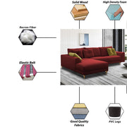 Viva LHS 6 Seater L Shape Sofa Set for Living Room (Maroon) Premium Fabric Sofa