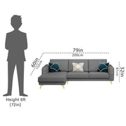 Falco LHS 4 Seater L Shape Sofa Set for Living Room (Dark Grey Fabric) Premium Fabric Sofa