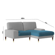 Latieo RHS 2 Seater Lounger L Shape Sofa Set for Living Room (Turquise Grey) Premium Fabric Sofa